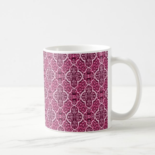 Simply Classic Damask Mug, Magenta Coffee Mug (Right)