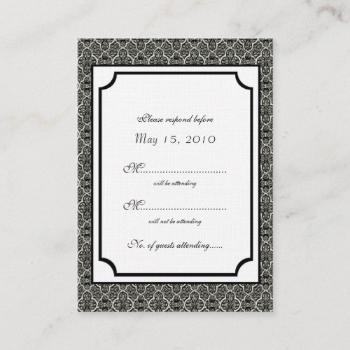 Simply Classic Damask RSVP Card Business Cards