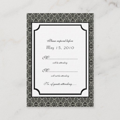 Customizable Simply Classic Damask RSVP Card Business Cards