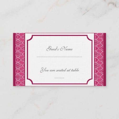 Simply Classic Damask Wedding Placecard Business Cards