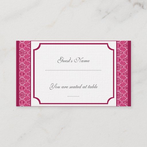 Customizable Simply Classic Damask Wedding Placecard Business Cards