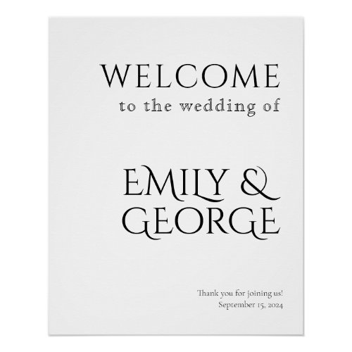 Simply Classic Vertical Wedding Welcome Sign