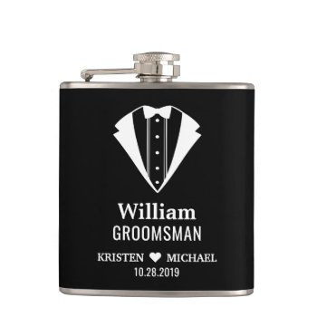 Simply Classy Tuxedo Suit Wedding Groom Groomsman Hip Flask by UrHomeNeeds at Zazzle