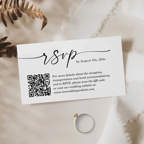 Simply Clean Small Wedding RSVP Website QR Code Enclosure Card