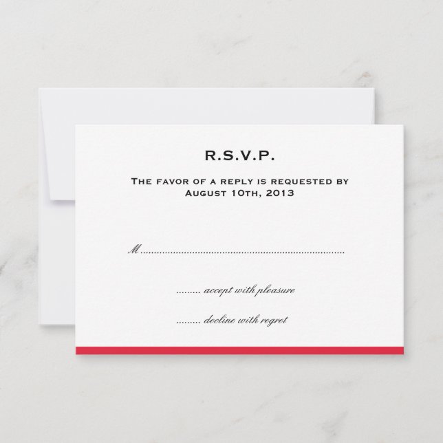 Simply color border red wedding rsvp response (Front)