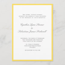 Simply color border yellow gray wedding invitation