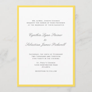 Simply color border yellow gray wedding invitation
