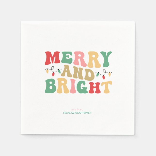 Simply Colorful Merry And Bright String Lights Napkins (Front)