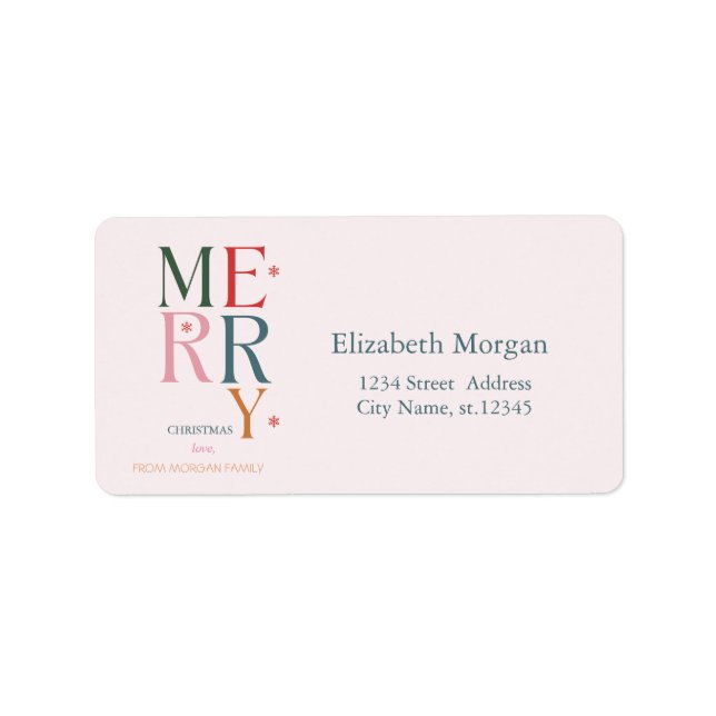 Simply Colorful Merry Christmas Pink Label (Front)