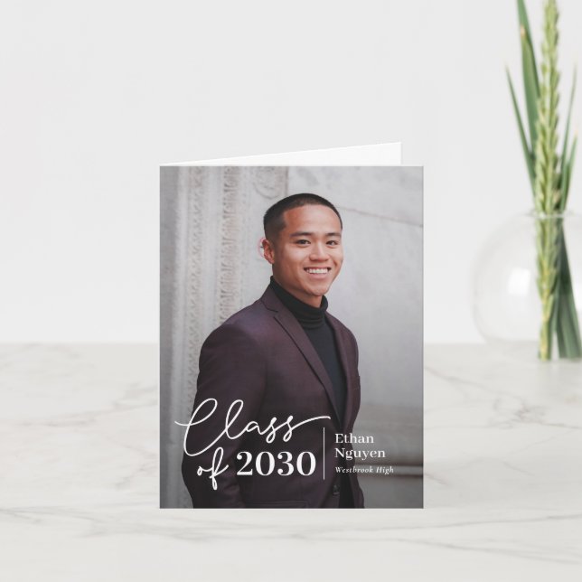 Simply Confident Graduation Photo Thank You Card (Front)