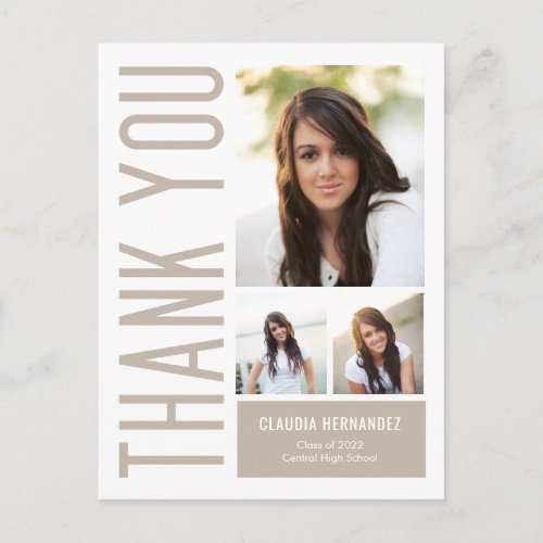 Simply Cool Editable Color Graduation Thank You Po Postcard