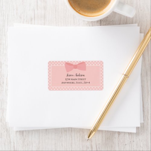 Simply Cute Girly Pink Bow Return Address Label