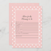 Simply Cute Pink Bow Advice For New Mom Game Invitation