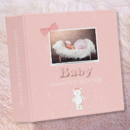 Simply Cute Pink Bow Baby Girl Scrapbook Album 3 Ring Binder