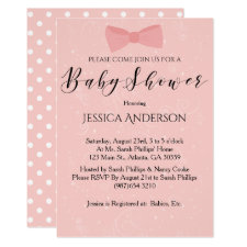 Simply Cute Pink Bow Baby Shower Card