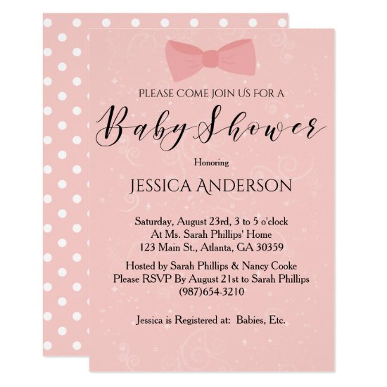Simply Cute Pink Bow Baby Shower Card