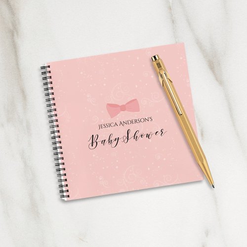 Simply Cute Pink Bow Baby Shower Guestbook Notebook