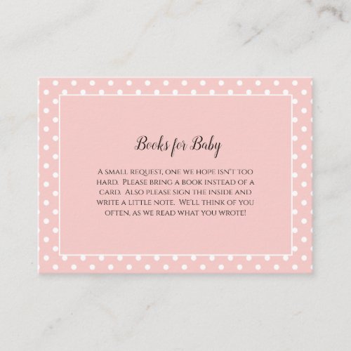 Simply Cute Pink Bow Books For Baby Shower Game Enclosure Card