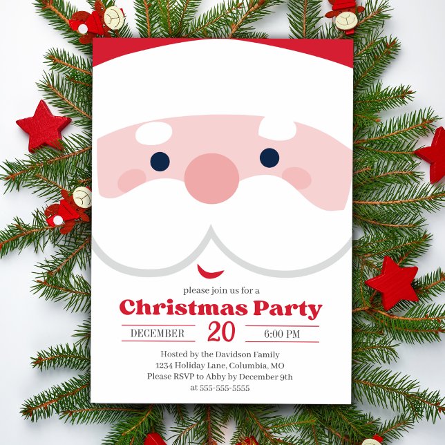 Simply Cute Santa Christmas Party Holiday Invitation (Simply Cute Santa Christmas Party Holiday Invitation)