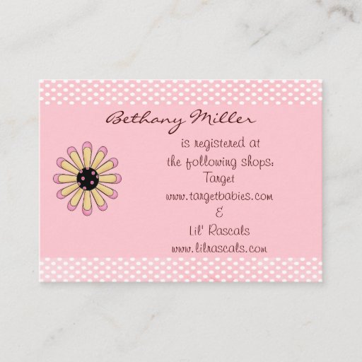 Customizable Simply Daisey Gift Registry Card Business Card Templates