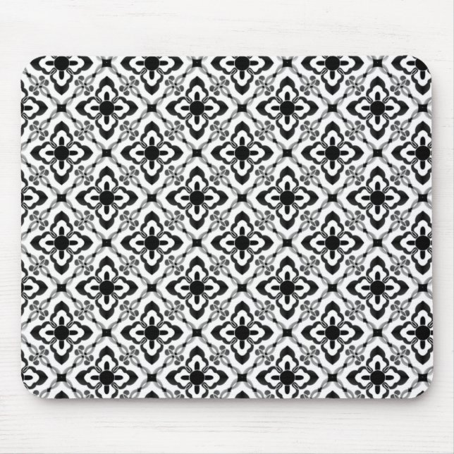 Simply Dazzling Damask Mousepad, Black and White Mouse Pad (Front)