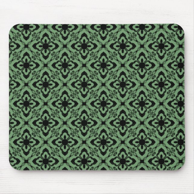 Simply Dazzling Damask Mousepad, Green Mouse Pad (Front)