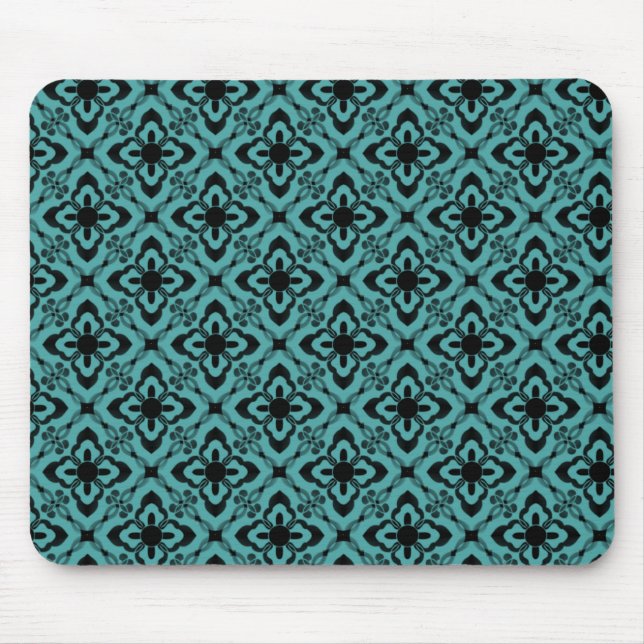 Simply Dazzling Damask Mousepad, Turquoise Mouse Pad (Front)