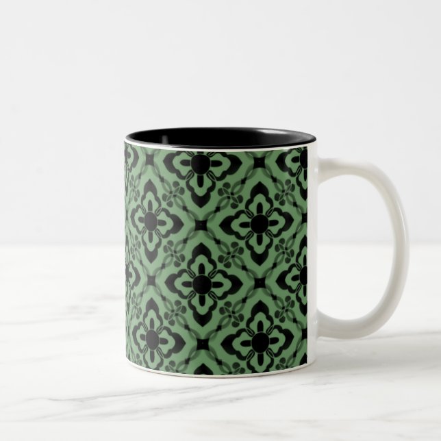 Simply Dazzling Damask Mug, Green Two-Tone Coffee Mug (Right)