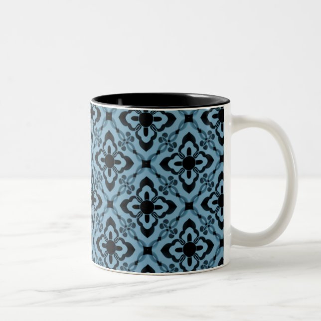 Simply Dazzling Damask Mug, Light Blue Two-Tone Coffee Mug (Right)