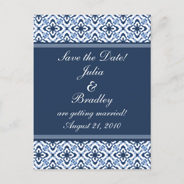 Simply Dazzling Damask Save the Date Postcard (Front)