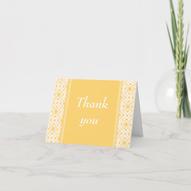 Simply Dazzling Damask Thank You Card, Yellow (Front)