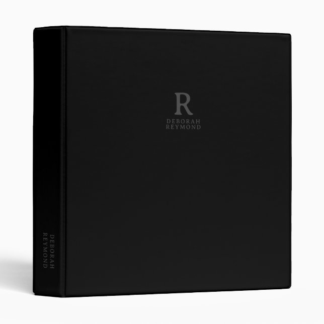 Simply Discreet Minimalist Black 3 Ring Binder (Front/Spine)