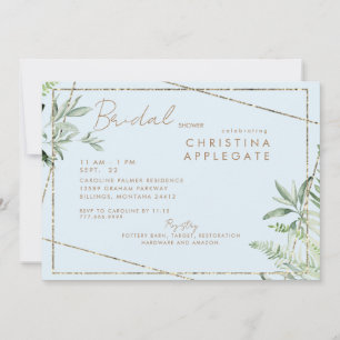 Simply Divine Ivy Blu & Gold Elegant Bridal Shower Invitation