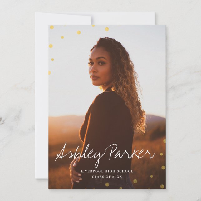 Simply Dots Photo Graduate Announcement Card (Front)