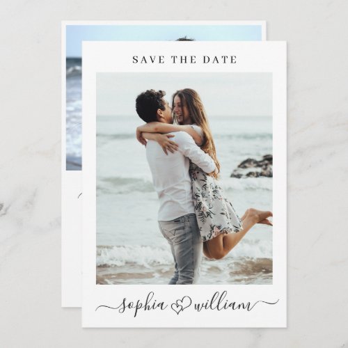 Simply Elegant 2 Photo Wedding Hearts Simple Save The Date