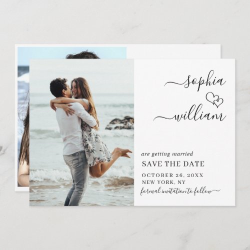 Simply Elegant 2 Photo Wedding Hearts Simple Save The Date