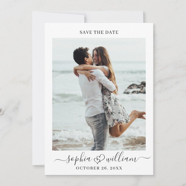 Simply Elegant 2 Photo Wedding  Save The Date (Front)