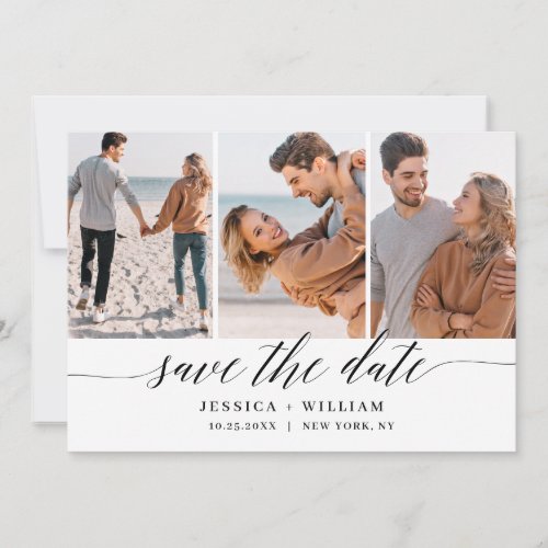 Simply Elegant 3 Photo Wedding Modern Simple Save The Date