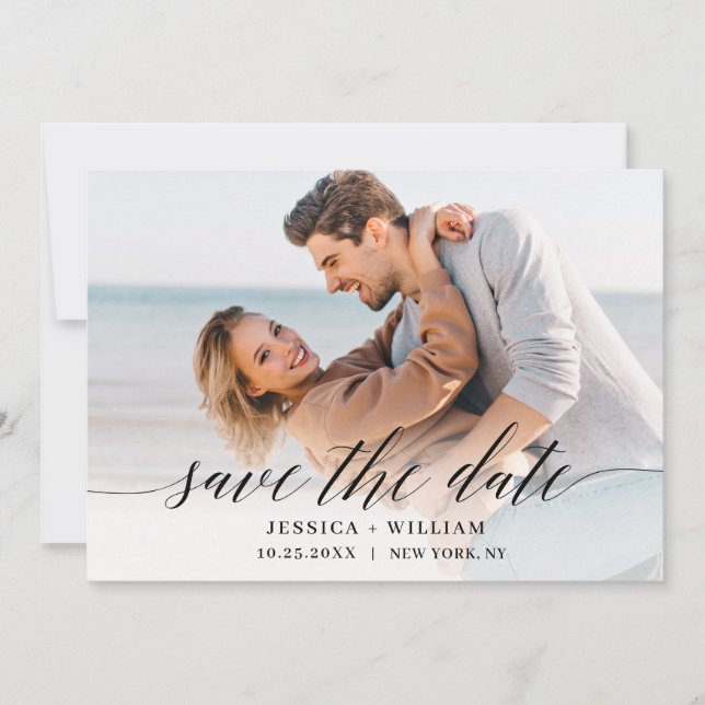 Simply Elegant 3 Photo Wedding Save The Date (Front)