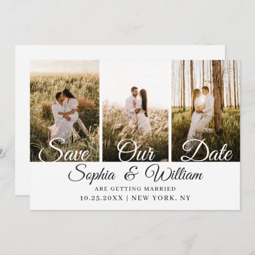 Simply Elegant 3 Photo Wedding Save The Date