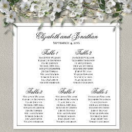 Simply Elegant 5 Table Wedding Seating Chart