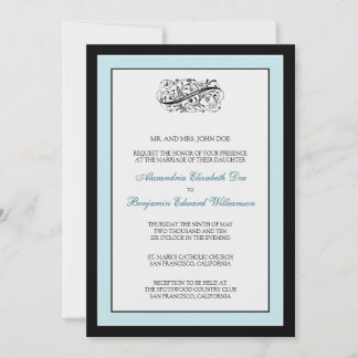 Simply Elegant 5x7 Black/Blue Wedding Invite