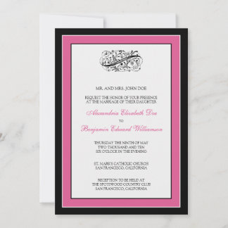 Simply Elegant 5x7 Black/Fuschia Wedding Invite