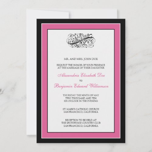 Simply Elegant 5x7 BlackFuschia Wedding Invite