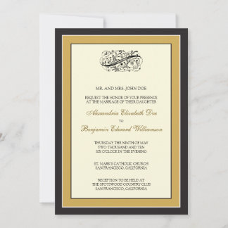 Simply Elegant 5x7 Black/Gold Wedding Invite