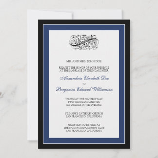 Simply Elegant 5x7 Black/Navy Wedding Invite