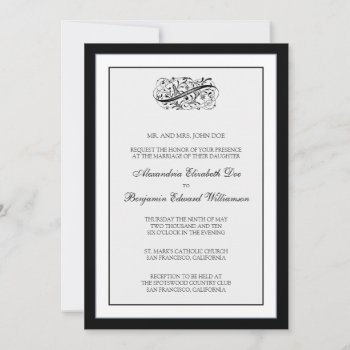 Simply Elegant 5x7 Black/white Wedding Invite by TheWeddingShoppe at Zazzle