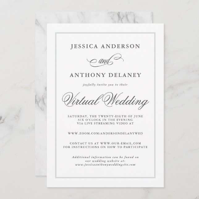 Simply Elegant Affair Virtual Wedding Invitation (Front/Back)