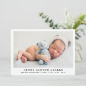 Simply Elegant Baby Boy Photo Collage Birth Announcement (Standing Front)