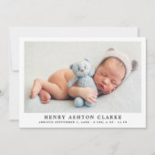 Simply Elegant Baby Boy Photo Collage Birth Announcement (Front)